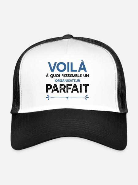 Un Organisateur parfait métier cadeau - Casquette trucker  - blanc/noir - Devant