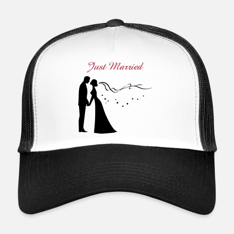 Hochzeit Brautpaar Geschenk Just Married - Trucker Cap - Weiß/Schwarz