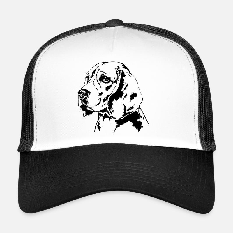 BEAGLE Hundeportrait Hund Hunde Wilsigns Jagdhund - Trucker Cap - Weiß/Schwarz