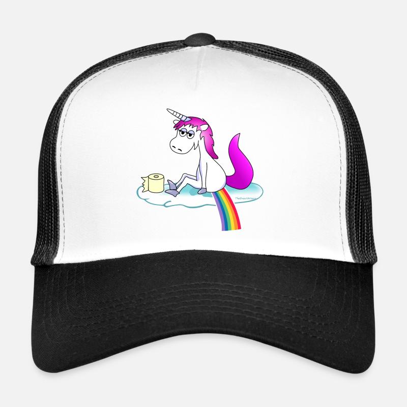 Licorne pop rose arc-en-ciel - Casquette trucker  - blanc/noir