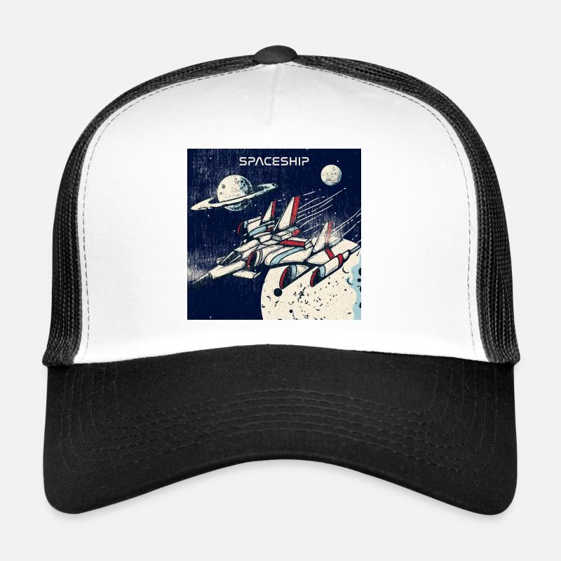 Spaceship distressed Trucker Cap