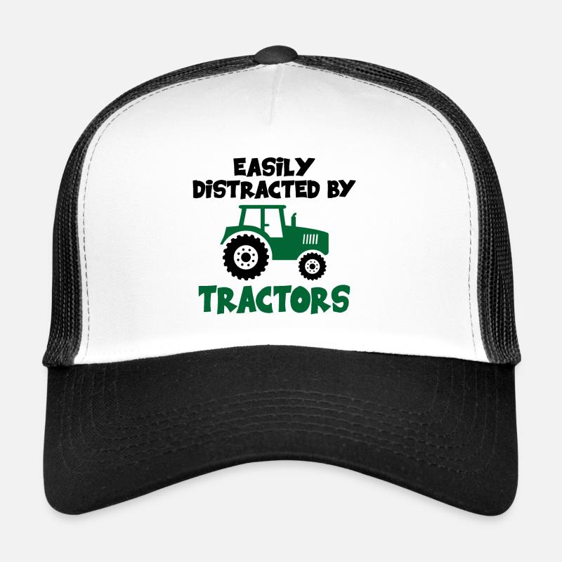 Facilement distrait par les tracteurs drôle de fermier Casquette trucker 