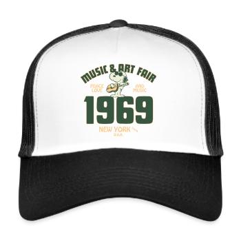 Peanuts Snoopy Peace Love Music 1969 - Trucker Cap - Weiß/Schwarz - Vorne