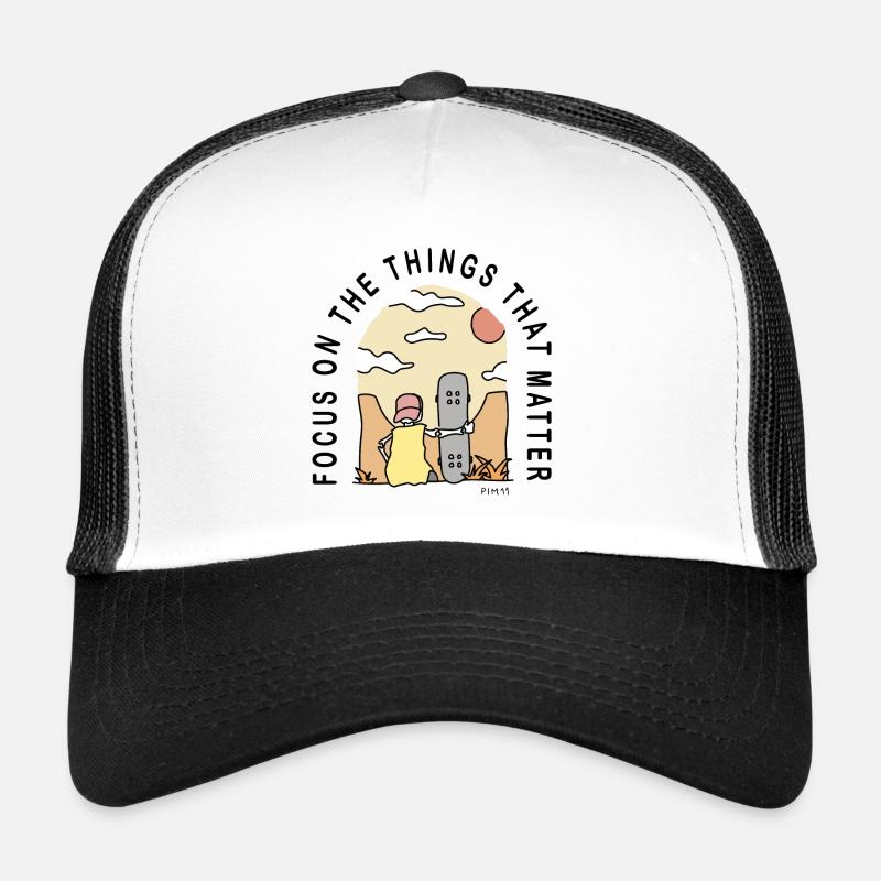 Skate Focus (farbig) - Trucker Cap - Weiß/Schwarz