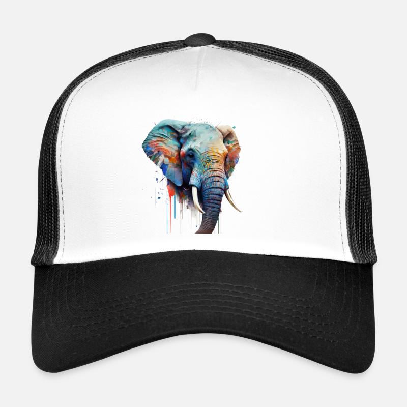 Wild und frei - Elefant - Trucker Cap - Weiß/Schwarz