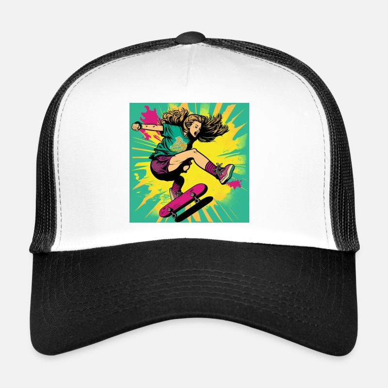 Skater-Mädchen - Trucker Cap - Weiß/Schwarz