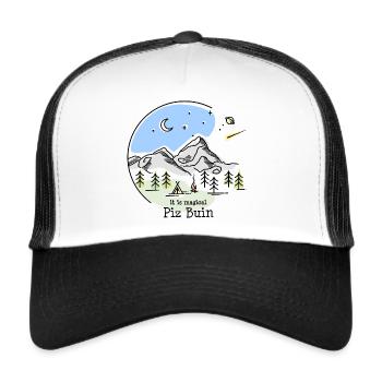 Piz Buin Bernina Randonnée Alpinisme Souvenir - Casquette trucker  - blanc/noir - Devant