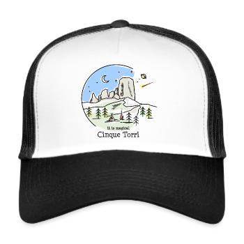 5 Cinque Torri Fünf Türme Berge Dolomiten Italien - Trucker Cap - Weiß/Schwarz - Vorne