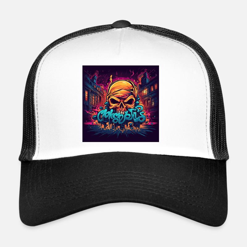 Graffiti Skull - Trucker Cap - Weiß/Schwarz