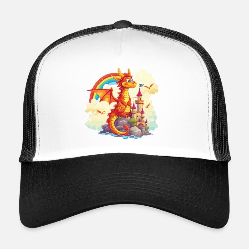 Drache Schloss Regenbogen Süß Niedlich Kindlich Trucker Cap