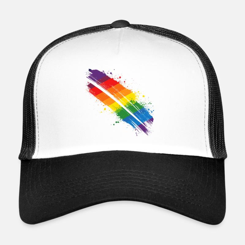 Rainbow Brushstroke - Trucker Cap - white/black