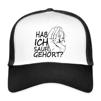 hab ich saufen gehört - Trucker Cap - Weiß/Schwarz - Vorne