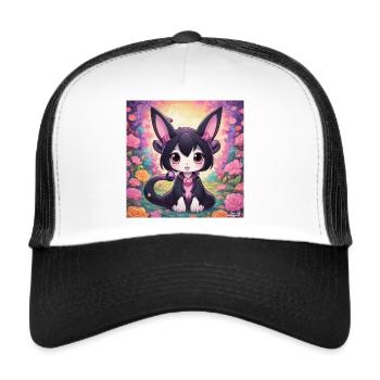 Kawaii, Mystic, Cat – cute fantasy design - Trucker Cap - white/black - Front