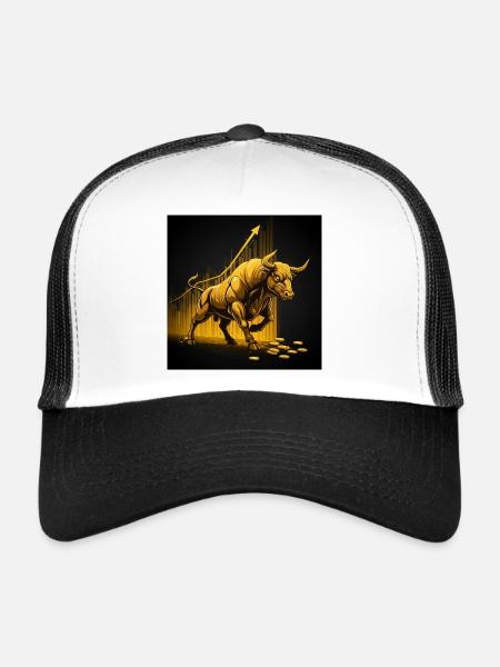 Golden Bull - Succès, Richesse, Argent, Marché boursier - Casquette trucker  - blanc/noir - Devant