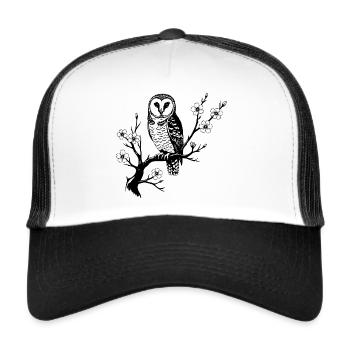 Hibou mystique – Design élégant de la nature - Casquette trucker  - blanc/noir - Devant
