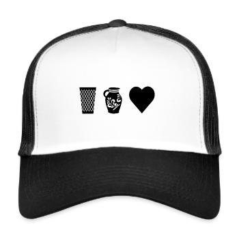 Herz Äppelwoi Apfelwein Hessen Hessisch Babbel - Trucker Cap - Weiß/Schwarz - Vorne
