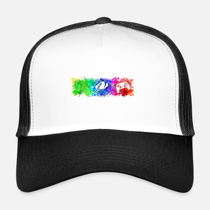 WASD Mouse Controller Rainbow - Trucker Cap - Weiß/Schwarz