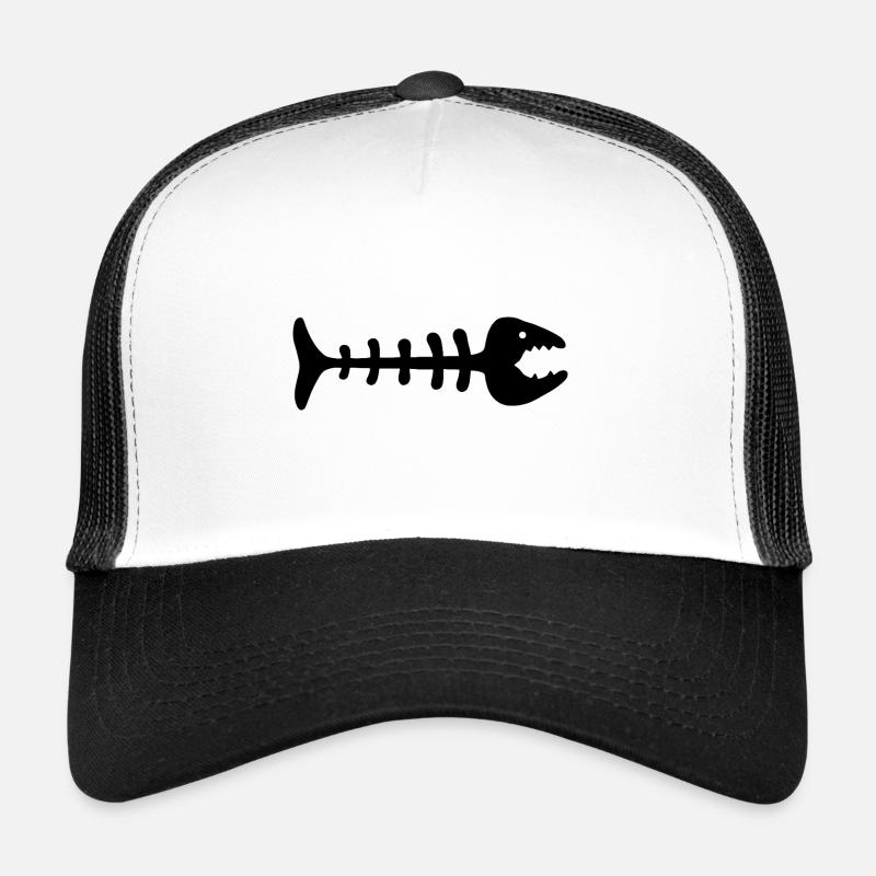Funny Herringbone Skeleton – Cartoon Fish Trucker Cap