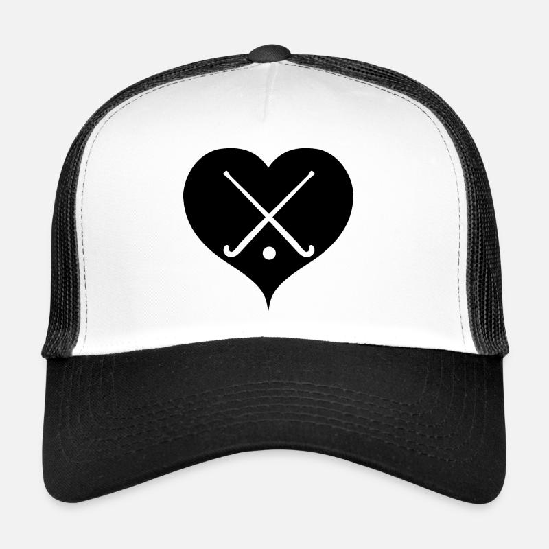 Hockeyschläger mit Herz Feldhockey - Trucker Cap - Weiß/Schwarz