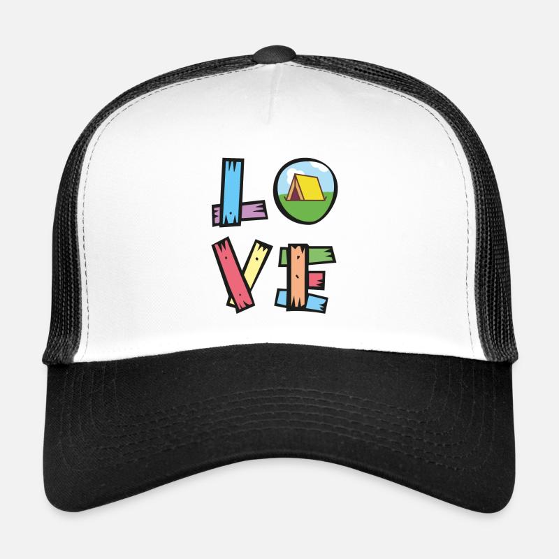 I Love Camping - Camper Liebe - Trucker Cap - Weiß/Schwarz