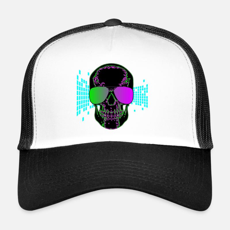 Disco Skull Party Skull 3d - Trucker Cap - Weiß/Schwarz