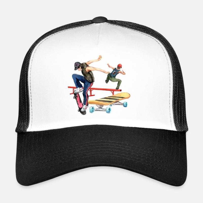 Longboard Graphic - Trucker Cap - white/black