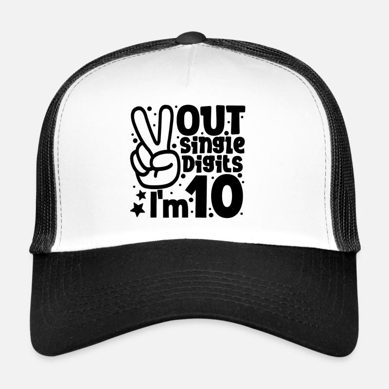Peace Out Single Digits I'm 10 Years Old Birthday - Trucker Cap - white/black