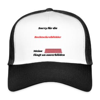 Sorry für die Rechtschreibfehler, meine Tastatur - Trucker Cap - Weiß/Schwarz - Vorne