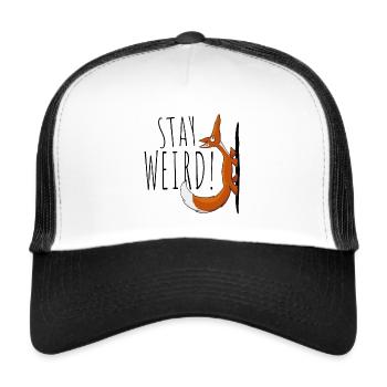 Restez bizarre! Bizarre étrange renard confiant - Casquette trucker  - blanc/noir - Devant