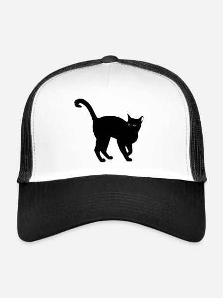 black cat silhouette - black cat silhouette - Trucker Cap - white/black - Front