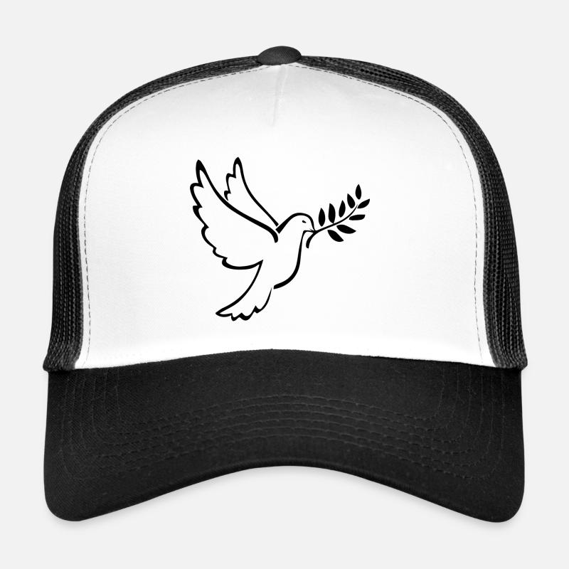 Peace Weltfrieden Flower Power Geschenk taube Idee - Trucker Cap - Weiß/Schwarz