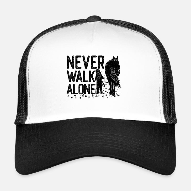 Pferd - Never walk alone - Trucker Cap - Weiß/Schwarz