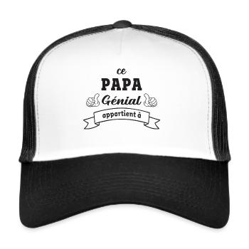 Ce papa génial appartient à... à personnaliser - Casquette trucker  - blanc/noir - Devant