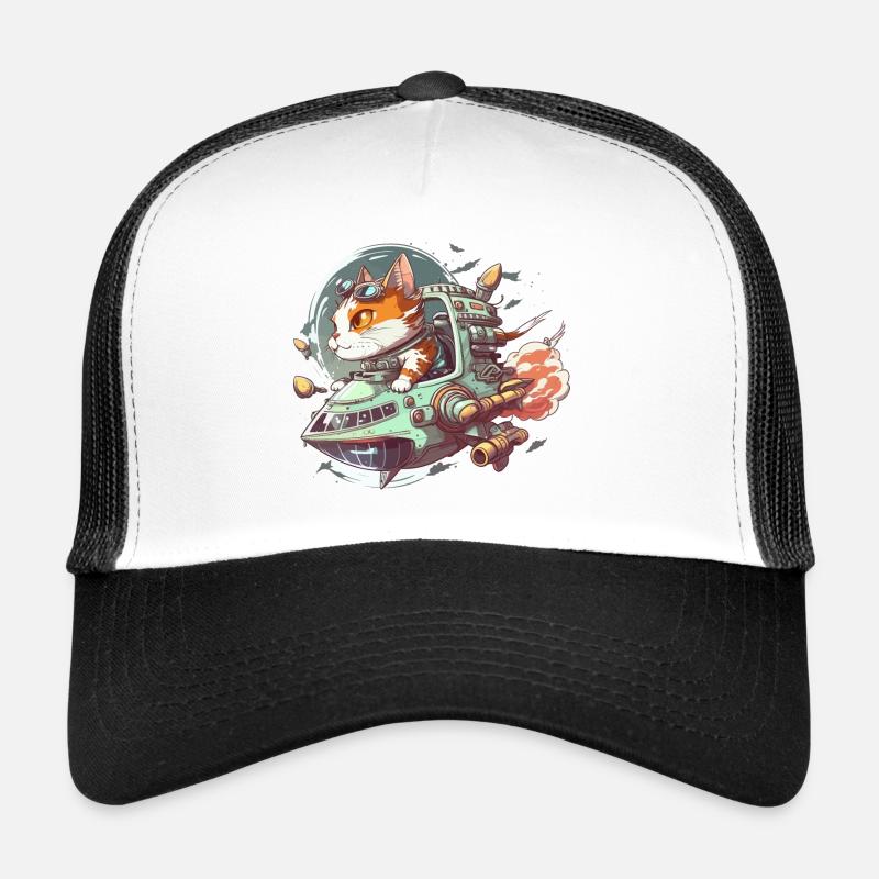 Cosmic Cat Commander Trucker Cap