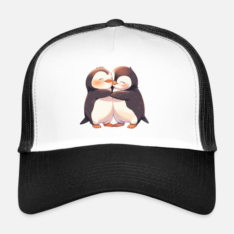Pingouin Coeur Amour Mignon Câlin Pingouin Amour Casquette trucker 