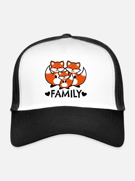 Famille Fox Famille Fox famille renard - Casquette trucker  - blanc/noir - Devant