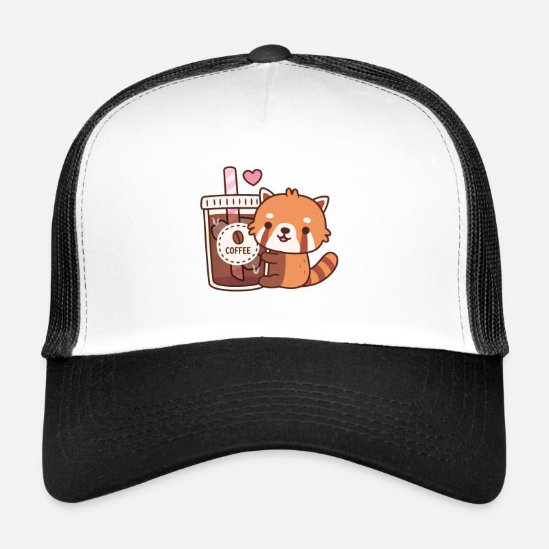 Cute Red Panda Hugging Iced Coffee Trucker Cap