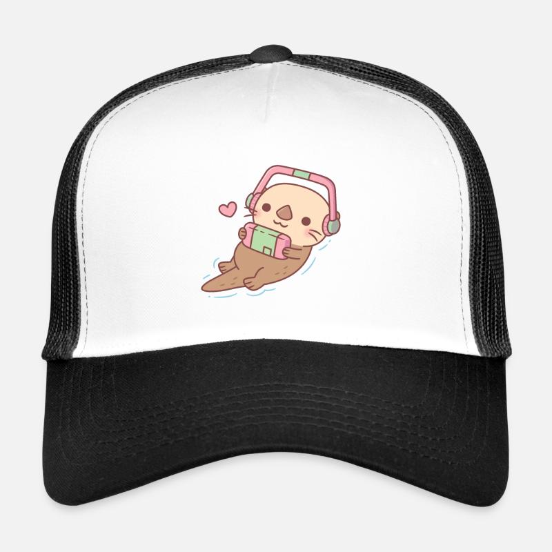 Mignon Otter Gamer Chilling avec console de jeu Casquette trucker 