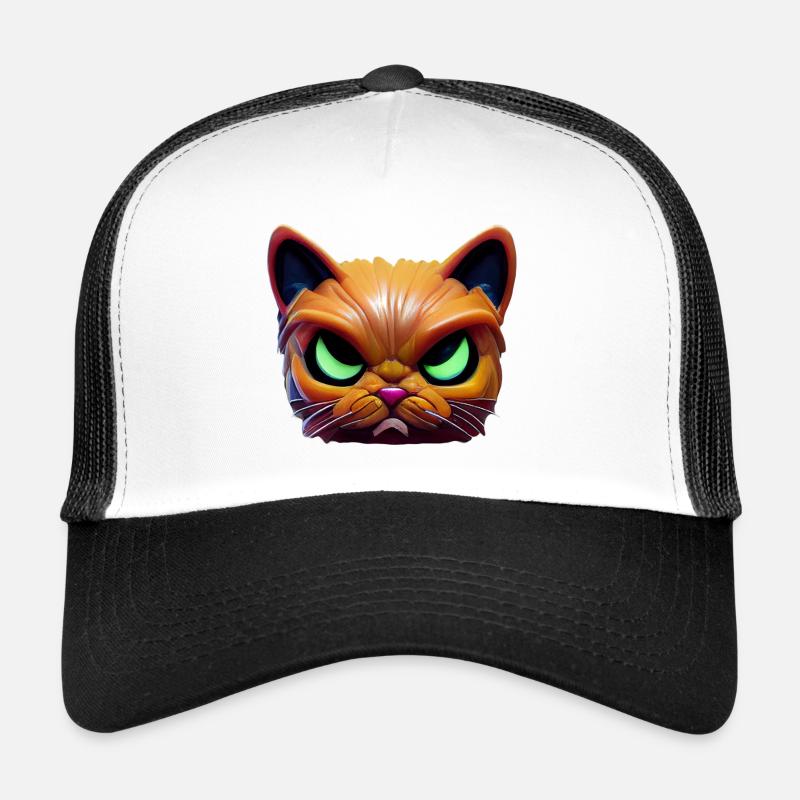Visage magique de chat en colère! - Casquette trucker - blanc/noir