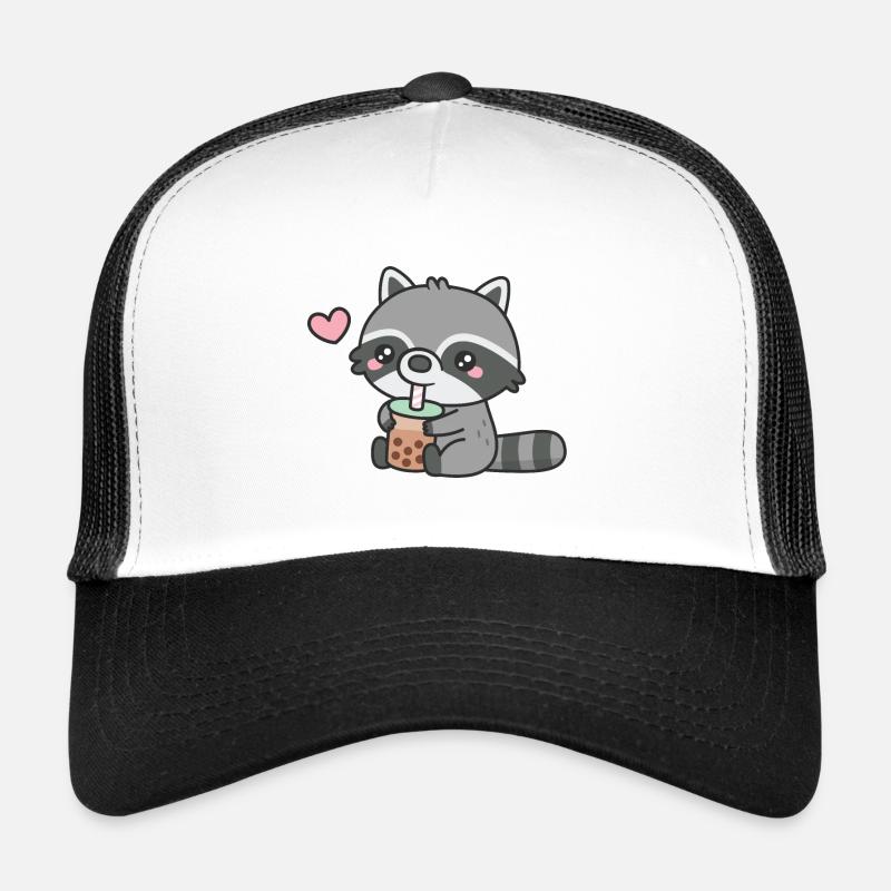 Le raton laveur mignon aime le thé Boba Casquette trucker 