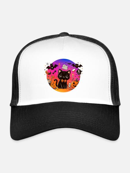 Cute kitten halloween - Trucker Cap - white/black - Front