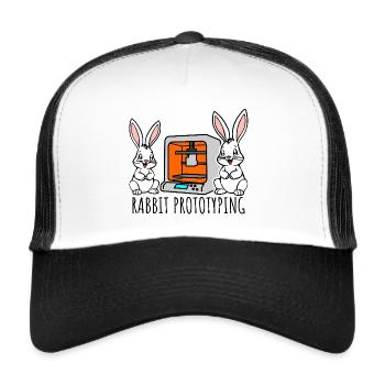 Rabbit Prototyping - Printing rabbits with 3D printer - Trucker Cap - white/black - Front