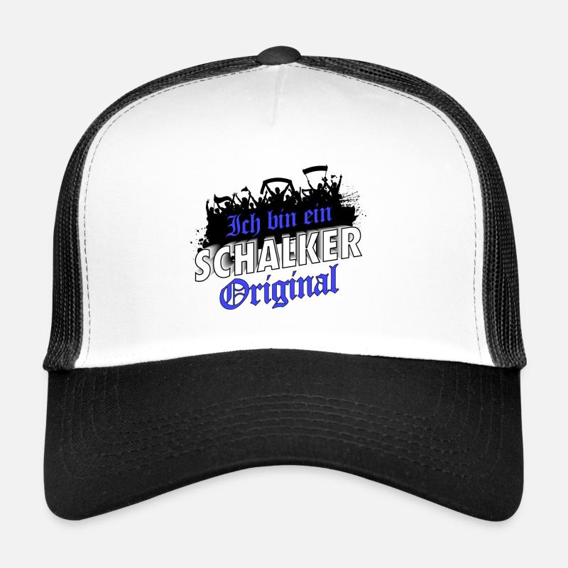Ich bin ein Schalker Original | Schalke Geschenk - Trucker Cap - Weiß/Schwarz