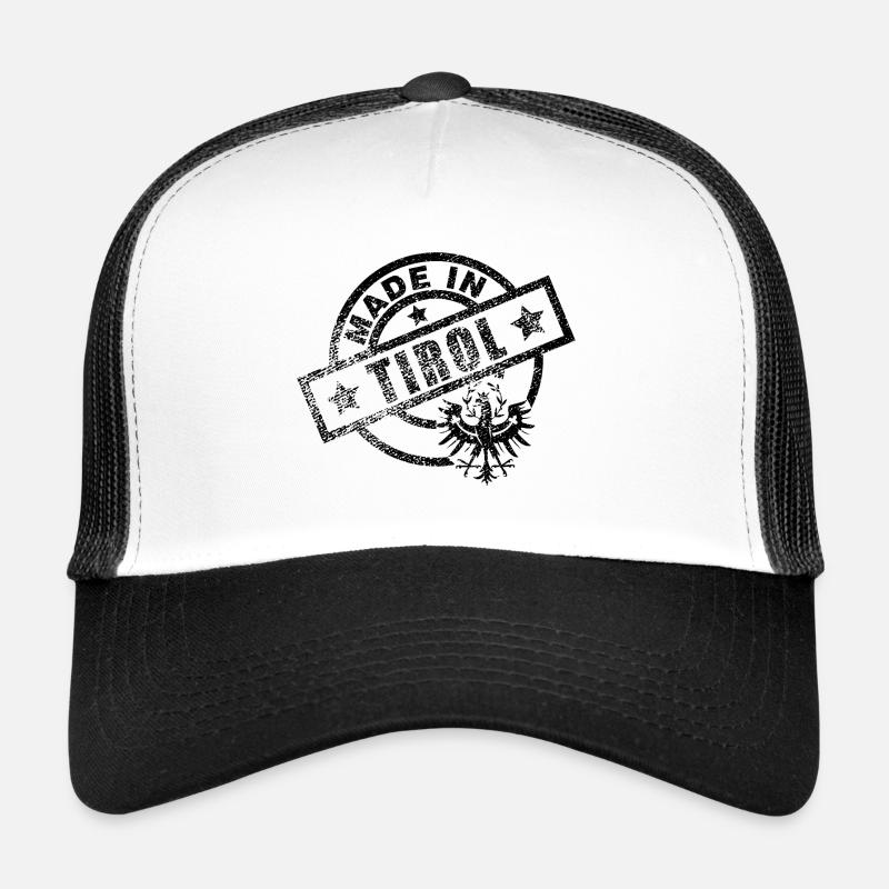 Made in Tirol Dialekt Wappen Adler Geschenk - Trucker Cap - Weiß/Schwarz