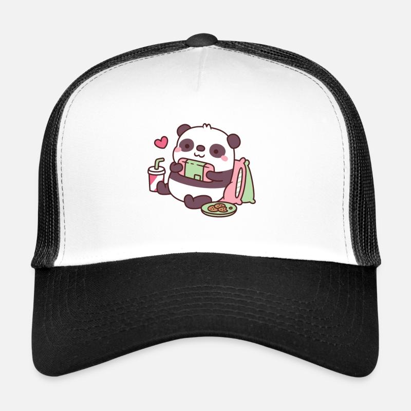 Cute Panda Playing Video Games Trucker Cap
