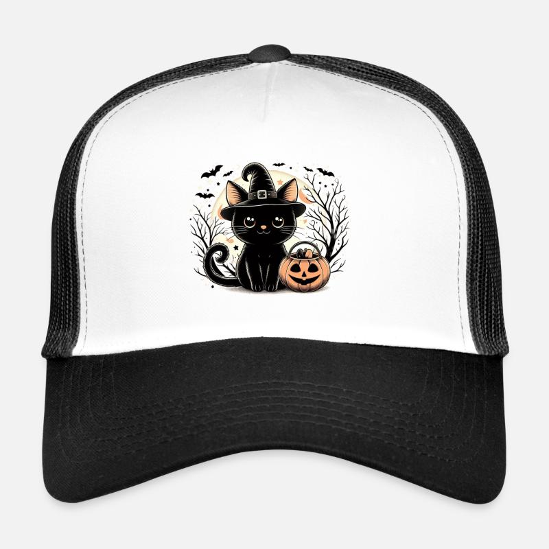 Chaton noir mignon sorcière halloween Casquette trucker 