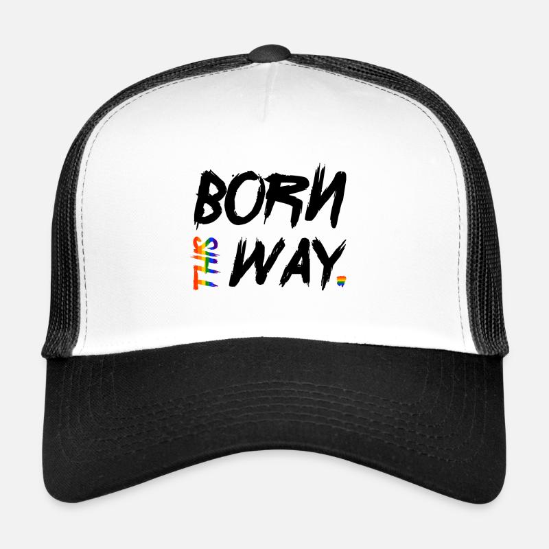 LGBT Born this way Gay Pride CSD Regenbogen - Trucker Cap - Weiß/Schwarz