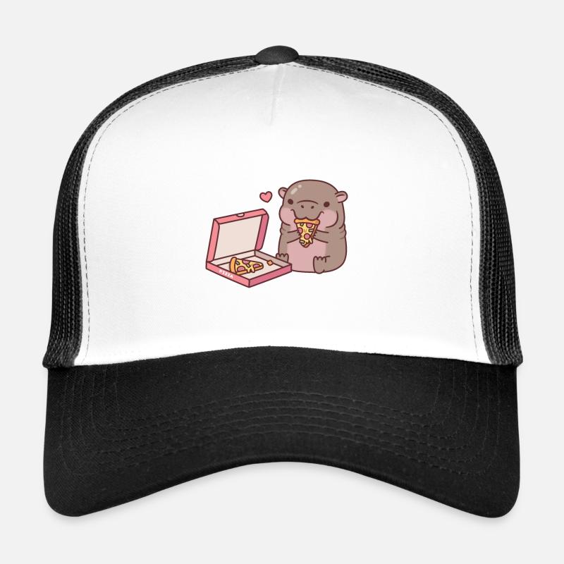Un hippopotame pygmée mignon adore manger de la pizza Casquette trucker 