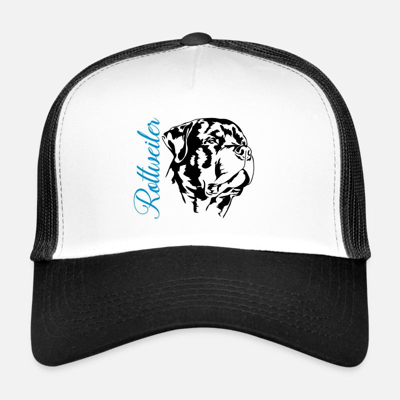 ROTTWEILER Hundeportrait Wilsigns Hunde Hund - Trucker Cap - Weiß/Schwarz