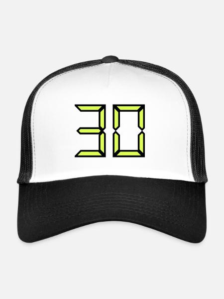 30. 30 ANS. 30e ANNIVERSAIRE. ANNIVERSAIRE 30 ANS - Casquette trucker  - blanc/noir - Devant